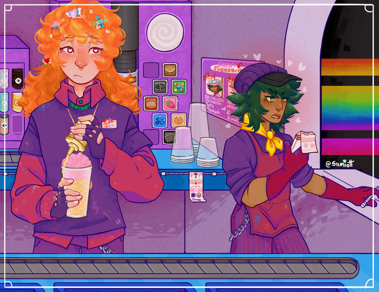 [Main OCs] Rick and Beta respectively, Papa's freezeria deluxe workers